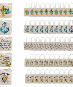 Promo π Bulk 8" x 8" Mini Religious Canvas Tote Bag Assortment - 50 Pc. π
