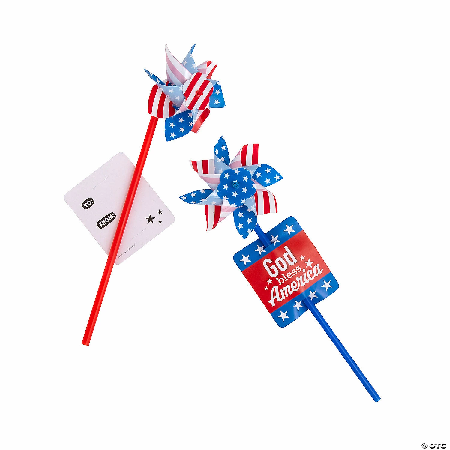 Cheap π God Bless America Pinwheels with Card - 12 Pc. π₯°