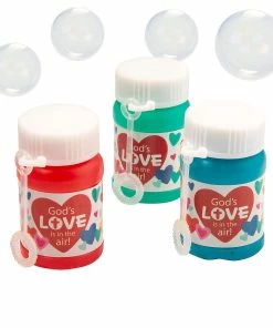 Deals π Religious Valentine Mini Bubble Bottles - 24 Pc. π